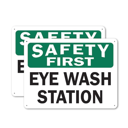 Signmission Eye Wash Station, 24 in W x Rectangle, Aluminum OS-2PACK-SF-A-1824-L-19585